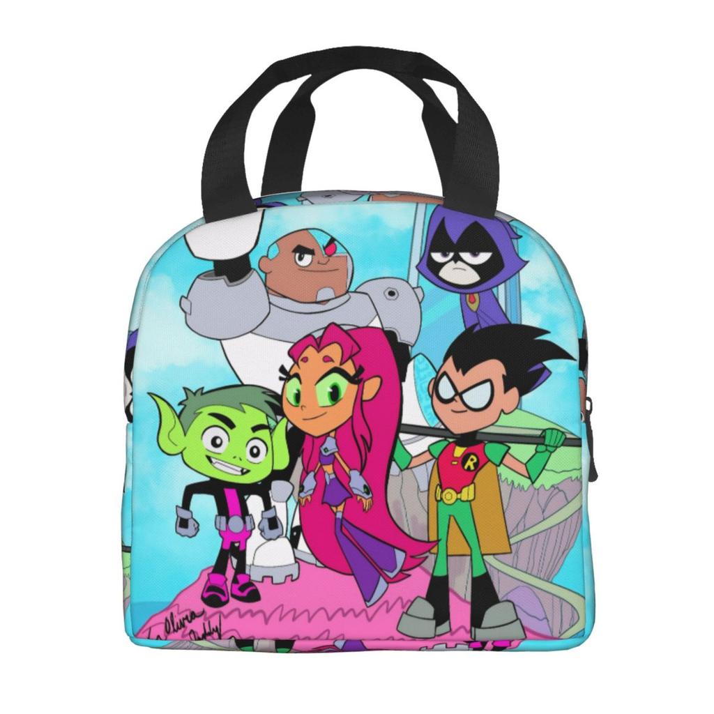 Teens Titans Go Beast Boy Sacs à déjeuner isothermes Boîte de rangement pour aliments Glacière portable Boîtes à lunch thermiques pour le voyage