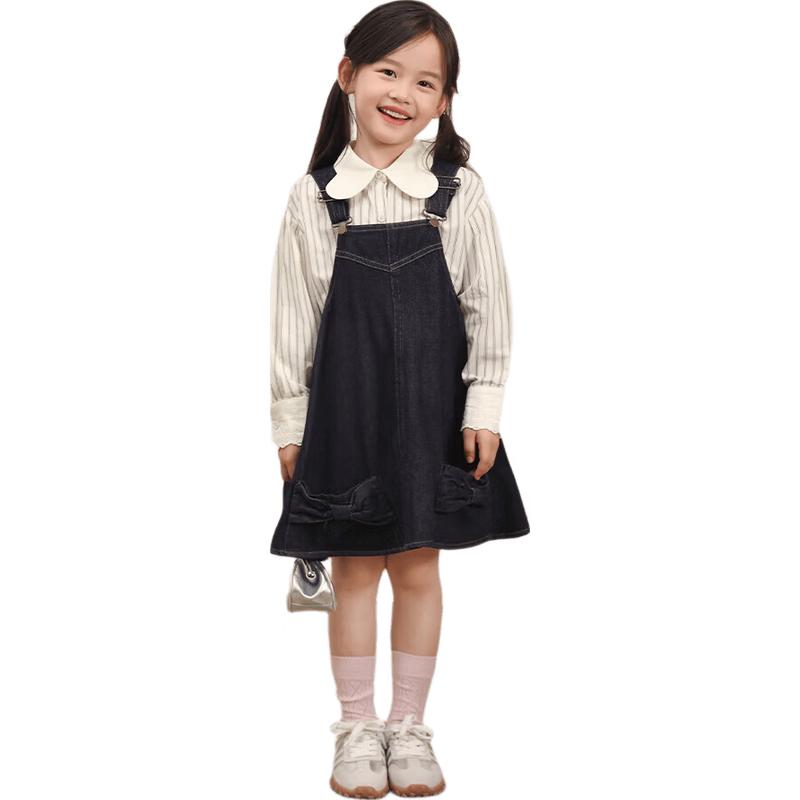 LUSON Girls  Fashion Denim Dungaree Dress 130 джинсовый
