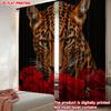 Set Of 2 Flat Printing Happy Valentine Day Party Curtains Leopard Digital Printed Polyester Drapes Curtain