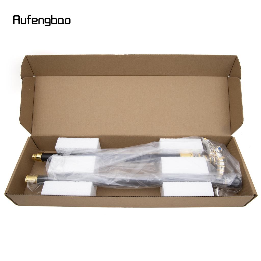 Golden White Dinosaur Walking Cane Fashion Decorative Walking Stick Gentleman Elegant Cosplay Cane Knob Crosier 93cm