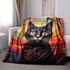 1pc Colorful Cat Art Soft & Warm Polyester Knit Blanket, Digital Printed, All-Season Throw for Napping, Traveling, Sofa yy250906020