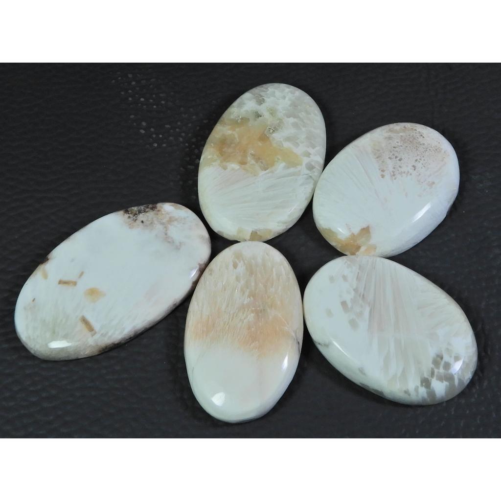 05Pcs Natural Scolecite Oval Cabochon Loose Gemstone Lot 217Cts. A-770
