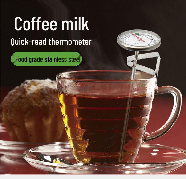 Stainless Steel Water Temperature Thermometer for Milk & Coffee - No Battery Required, ideal for Home Kitchen Use.