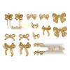 Gold Stainless Steel Bow Necklace & Bracelet Set - Versatile Pendant, Charm, DIY Earrings, Fashion Jewelry Accessories.