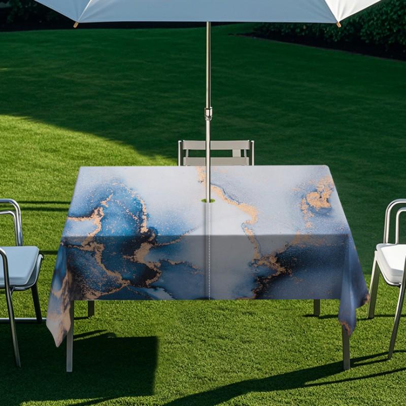 Outdoor Rectangular Table Cover With Starry Sky Sand Flow Waterproof Elastic Edge Patio Garden Dining