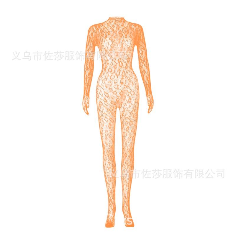 Sexy lingerie long-sleeved one-piece mesh socks mesh clothes closed crotch perspective