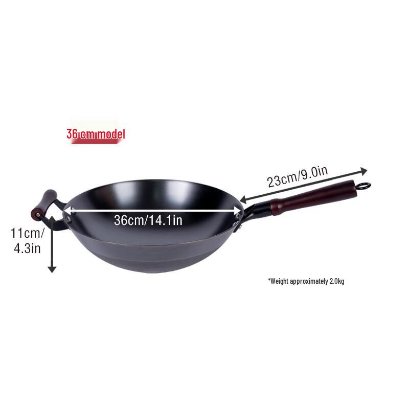 Wutuo Uncoated Cast Iron Round Bottom Wok