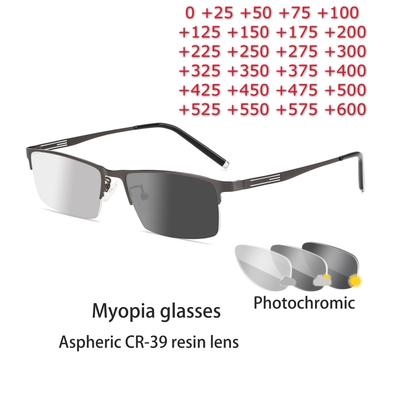 Alloy Light Titanium Color Changing Myopia Glasses Women Men Prescription Spectacles Eyewear +05 +075 +1 +125 +15 +2 +25 Up To +6