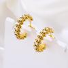 High-End C-Shaped Pearl Earrings: Women's Luxury Fashion Stainless Steel Trend
