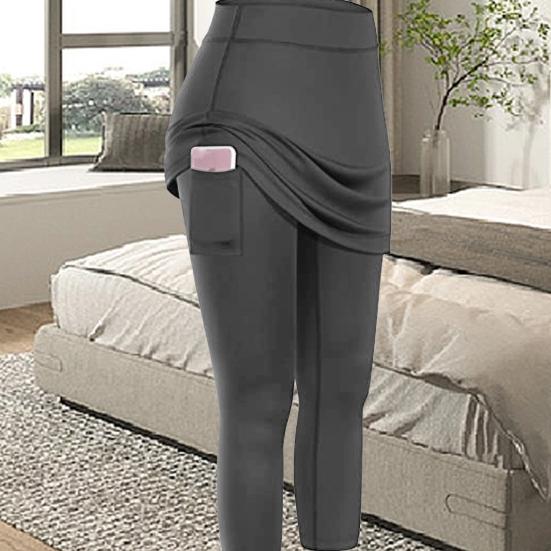 Yoga Leggings Side Pockets Elastic Waist Solid Color Women Fashion Causal Running Fitness Pants for Sports