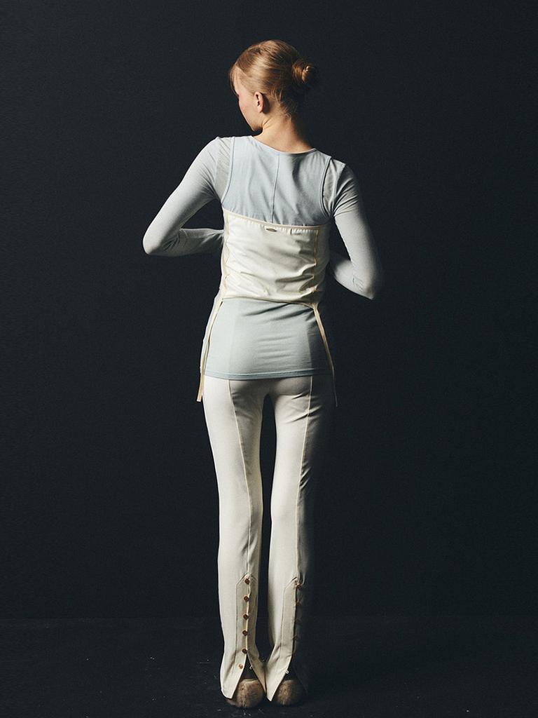 HALF DEVIL US Layered Garter Skirt Shirred Pants_Ivory
