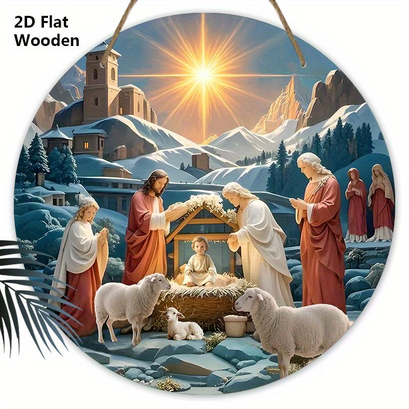 

Рождественская деревянная табличка «Рождество» - Уникальные фигурки-украшения с узором Иисуса - Идеально для входной двери, двора, крыльца, декора комнаты 20cm/7.87in синий