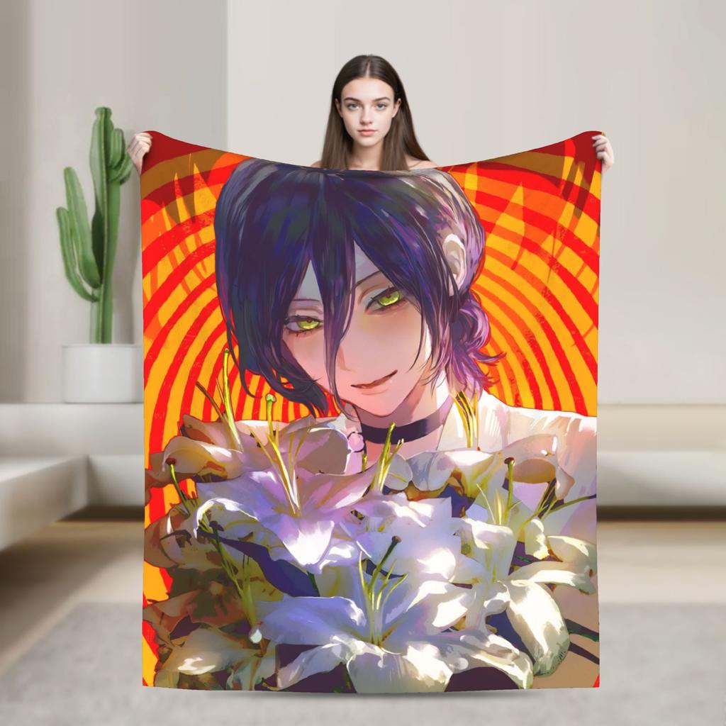 Chainsaw Man Reze Blankets Quality Soft Bedding Throws Winter Airplane Travel Living Room Funny Bedspread