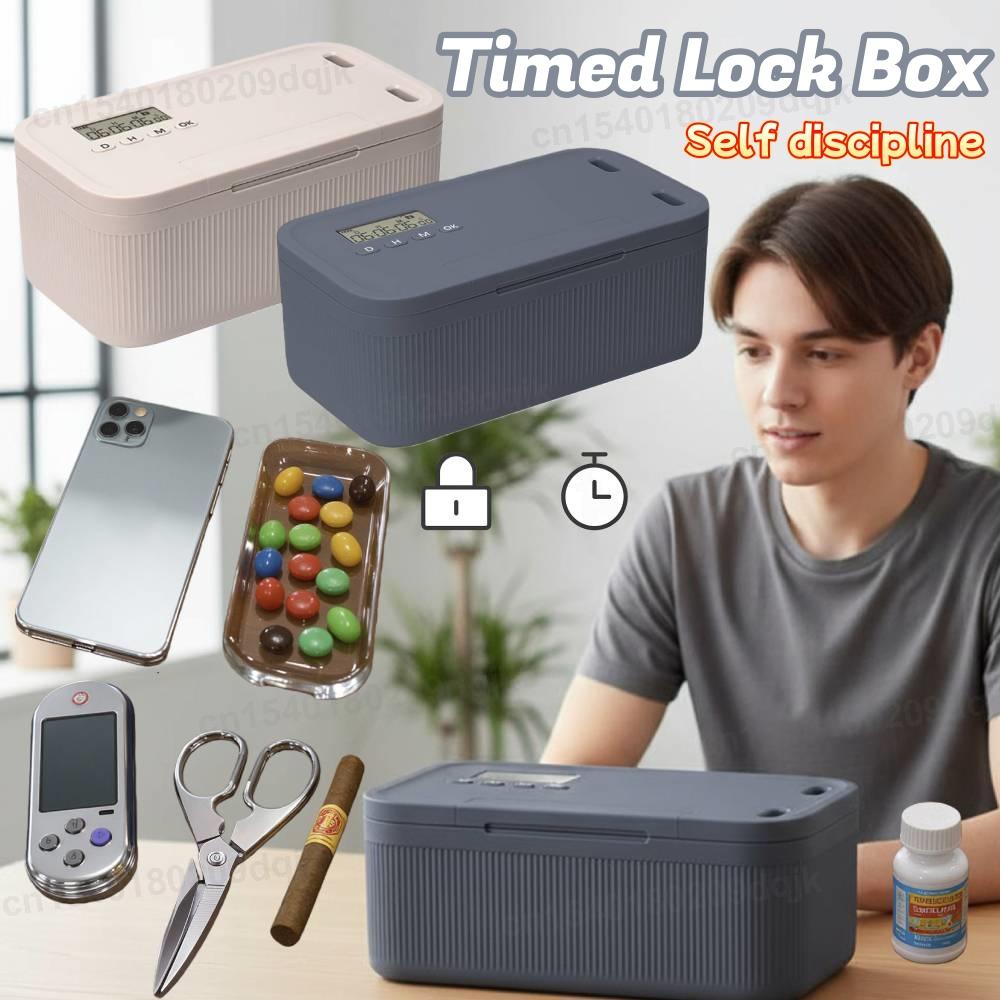 Timer Lock Box Electronic Multipurpose Lockable Storage Box with Combination Lock and Digital Timer Safe Storage Organizer