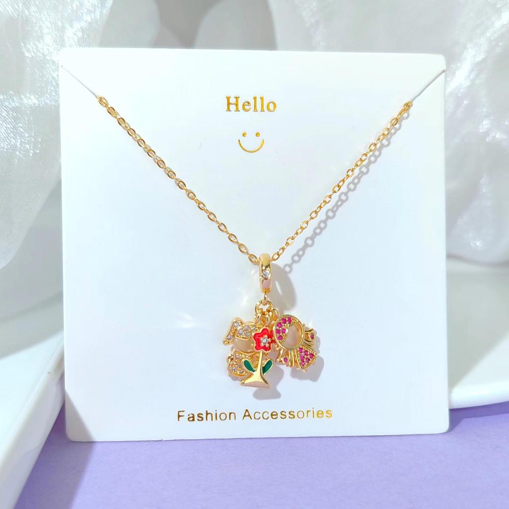 18k vergoldete Zirkonium- und Titanstahl-Anhänger-Halskette - Damen Qixi Valentinstag Geschenk