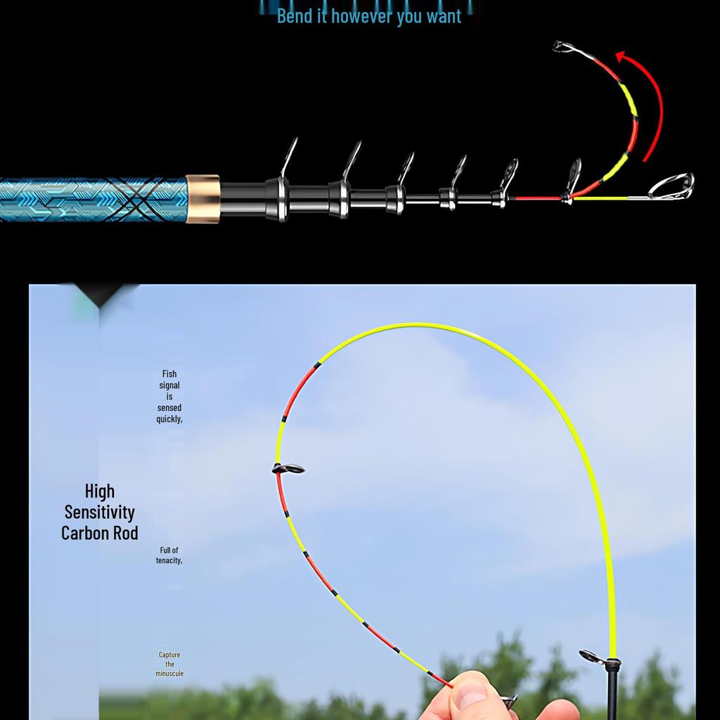 Ultra-Light Carbon Soft-Tail Rock & Raft Fishing Rod Set - Casting & Shore Fishing Rods Included