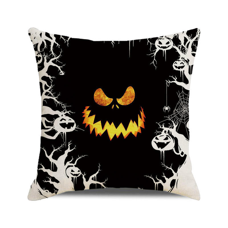 Halloween Bat Crow Pumpkin Print Cushion Cover Home Living Room Sofa Decoration Throw Pillow Cover