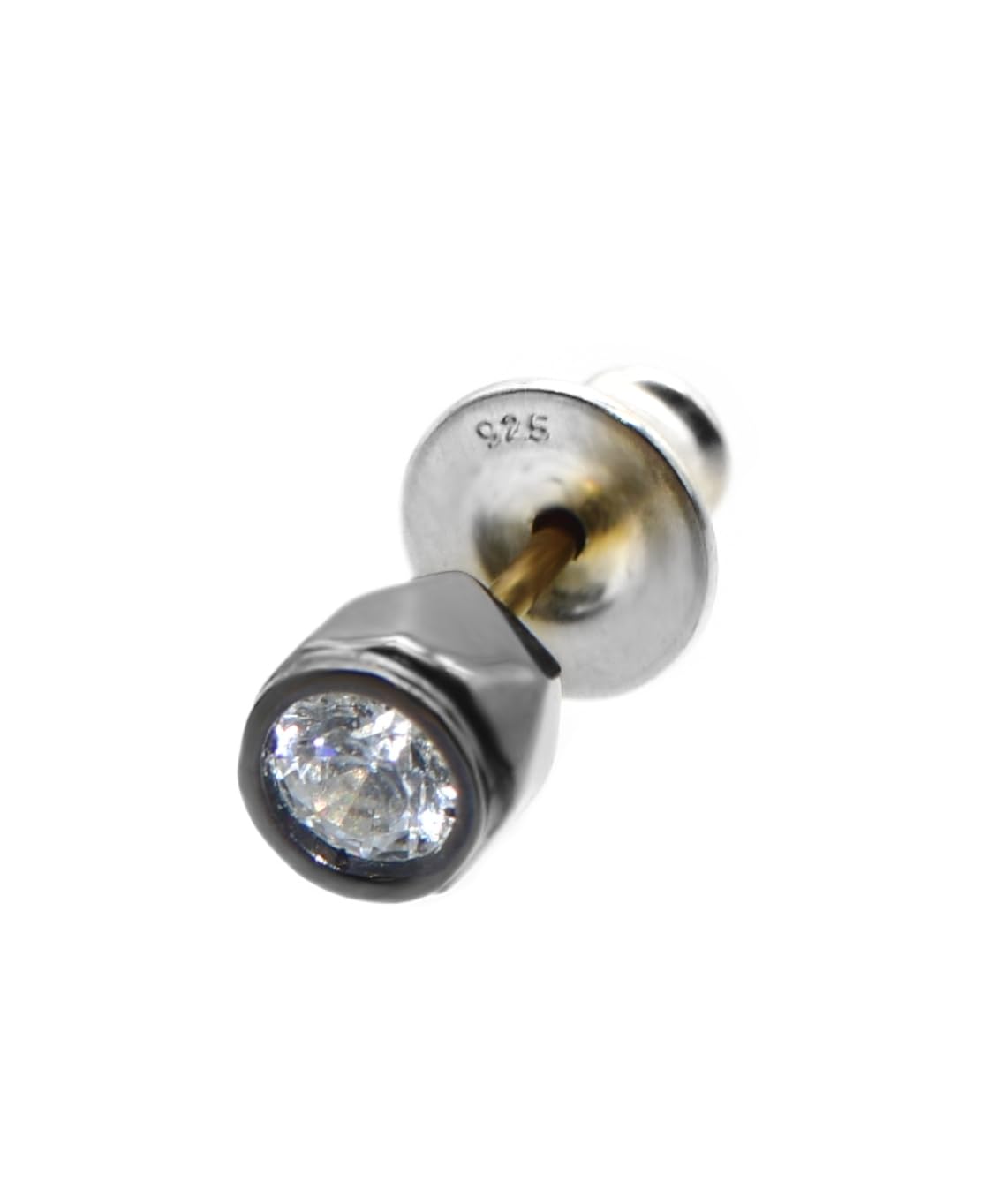 

Lionheart Fragment Stud Earrings for Gift, 925 Sterling Silver with Pouch, Black and Clear Cubic Zirconia