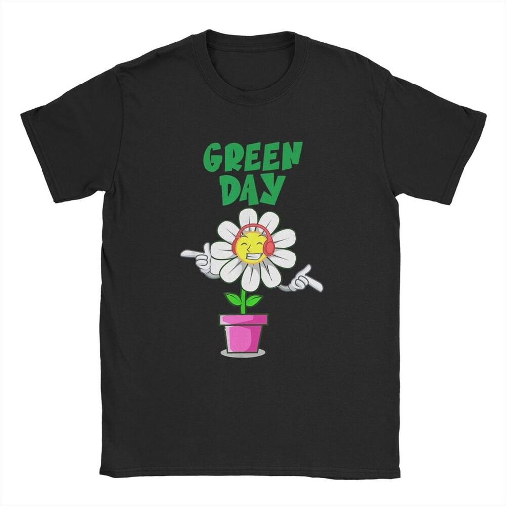 Green Days Flower Pot T Shirts Men Cotton Vintage T-Shirt Round Collar Fresh Dookie Saviors Hip Hop Tees Harajuku Short Sleeve