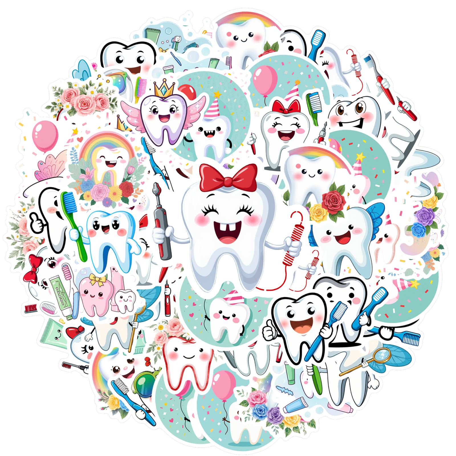

35pcs Whimsical Care Stickers Playful Tooth Fairy DIY Stickers Teacher Reward Stickers For Suitcase Fridge Phone Luggage