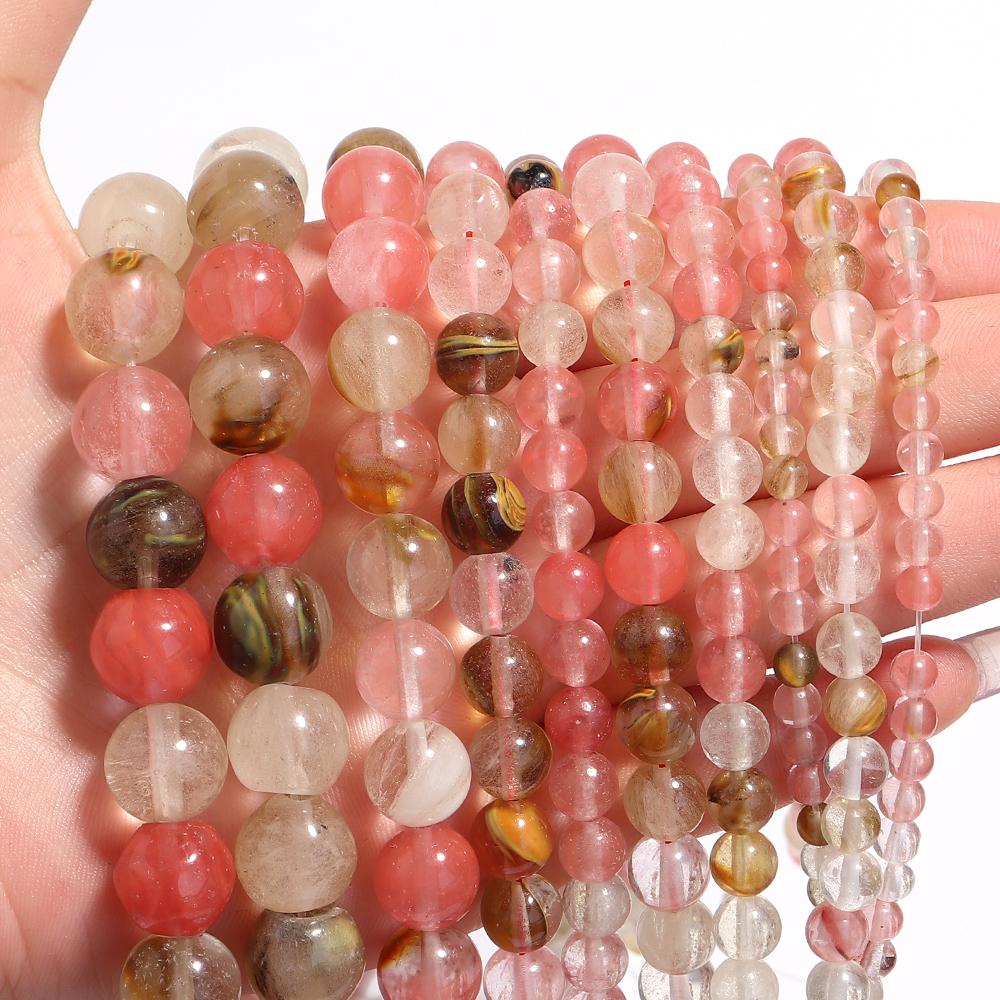 1 Strand 4/6/8/10/12mm Natural Stone Beads Watermelon Peel Round Loose Spacer Beads For Jewelry Making DIY Necklace Bracelets