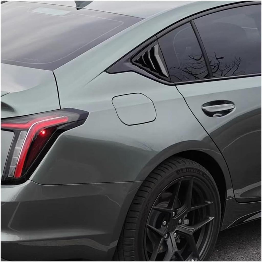 2PCS Car Rear Window Shutter Cover Trim Compatible For Cadillac CT5 Louver Side Vent Accessories(Gloss Black)