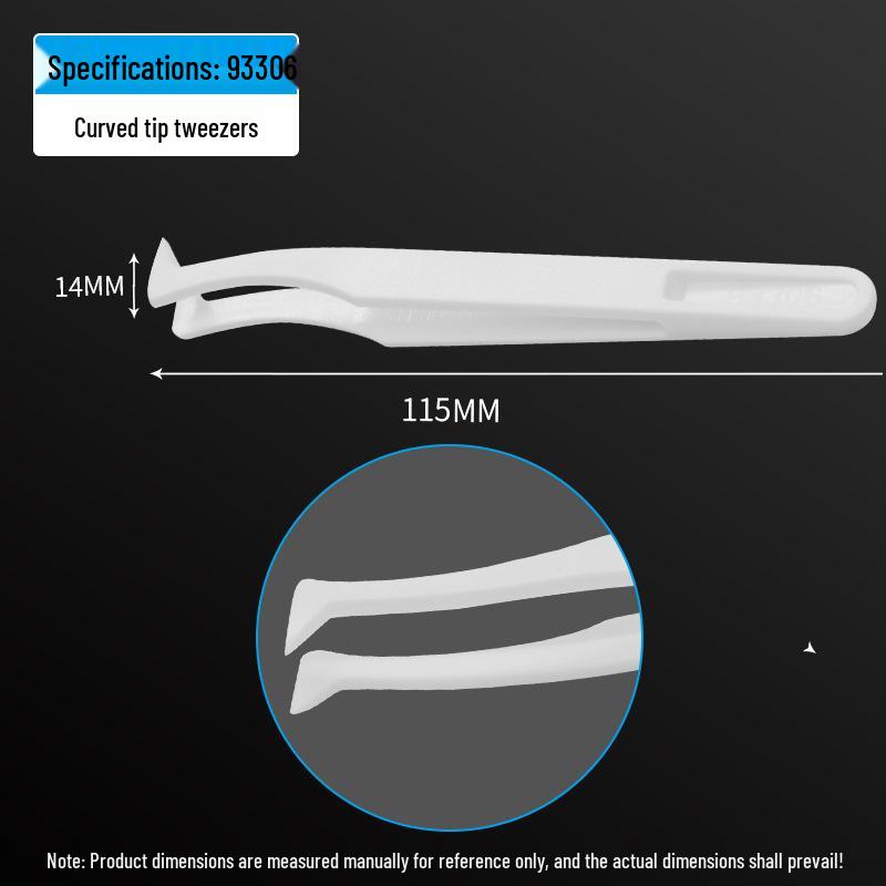 Plastic Anti-Static Tweezers Set: Pointed, Flat, Round, Black & White - Model 93303