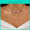 Geometric Alloy Heart Necklace With Multilayer Design For Fashionable Women