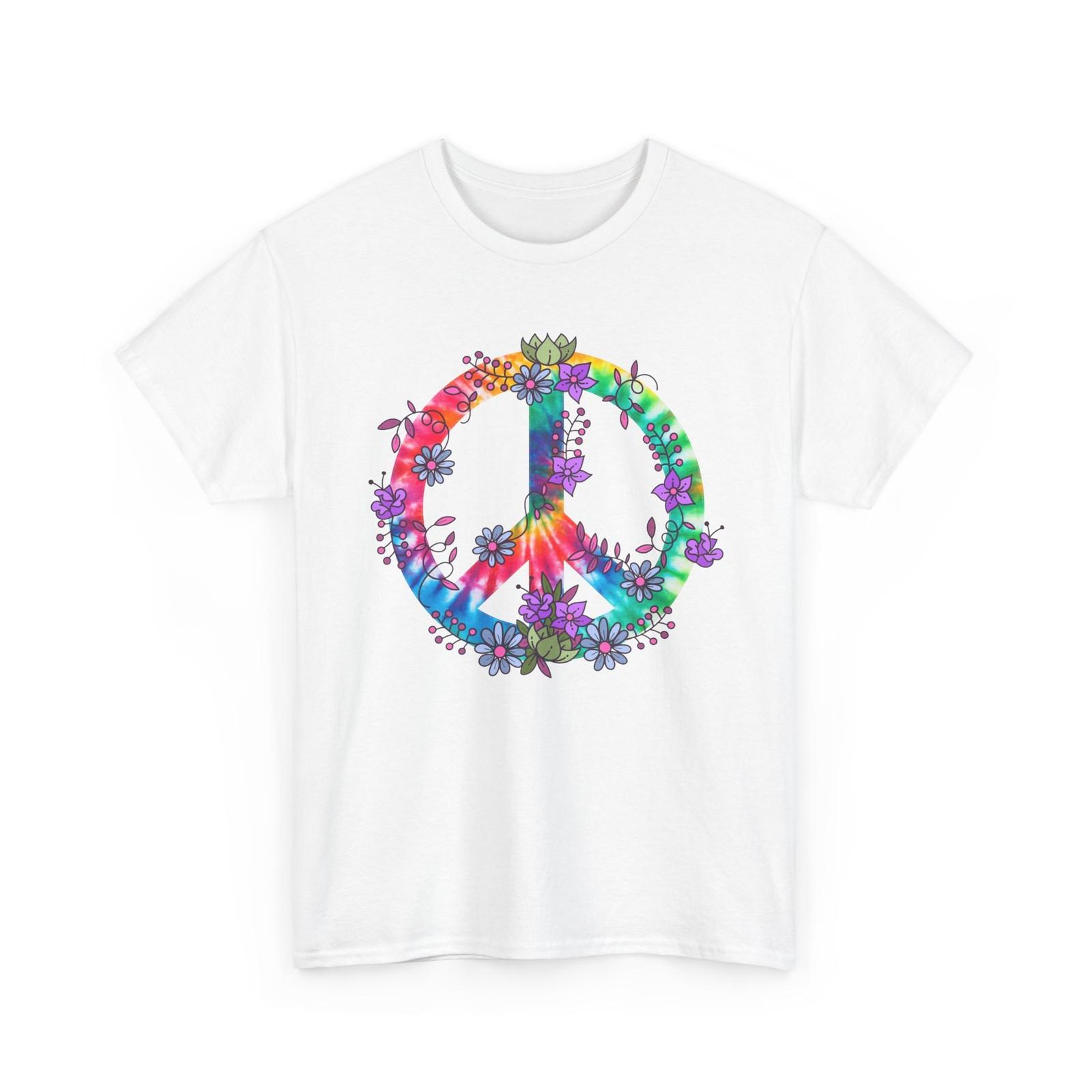 Peace Sign Shirt, Hippie 60 s Lovers Flowers Men Shirt S