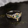 Mote S925 Ring Kreativt Kors Mikroinnlagt Zirkon Ring Europeisk og Amerikansk Tofarget Ring Geometriske Ringer Brudesmykker