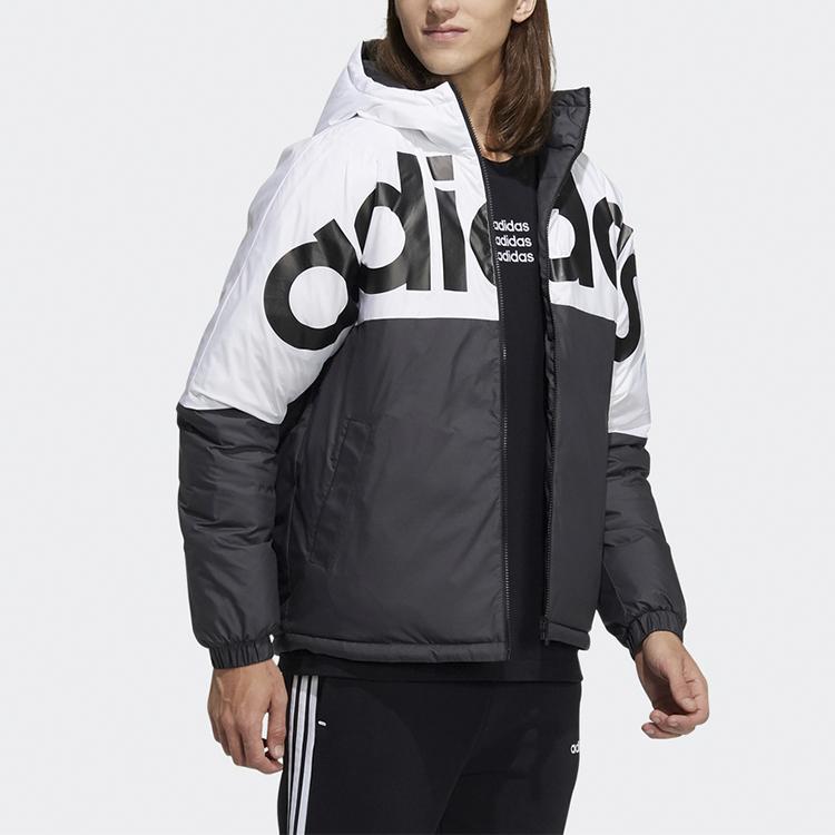 Adidas Neo Colorblock Large Logo Reversible Down Jacket Men Outerwear Black H45282