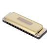 10-Loch Mundharmonika Blues F-Dur Harp Wind Musikinstrument Anfänger Übung KS-10BHGold