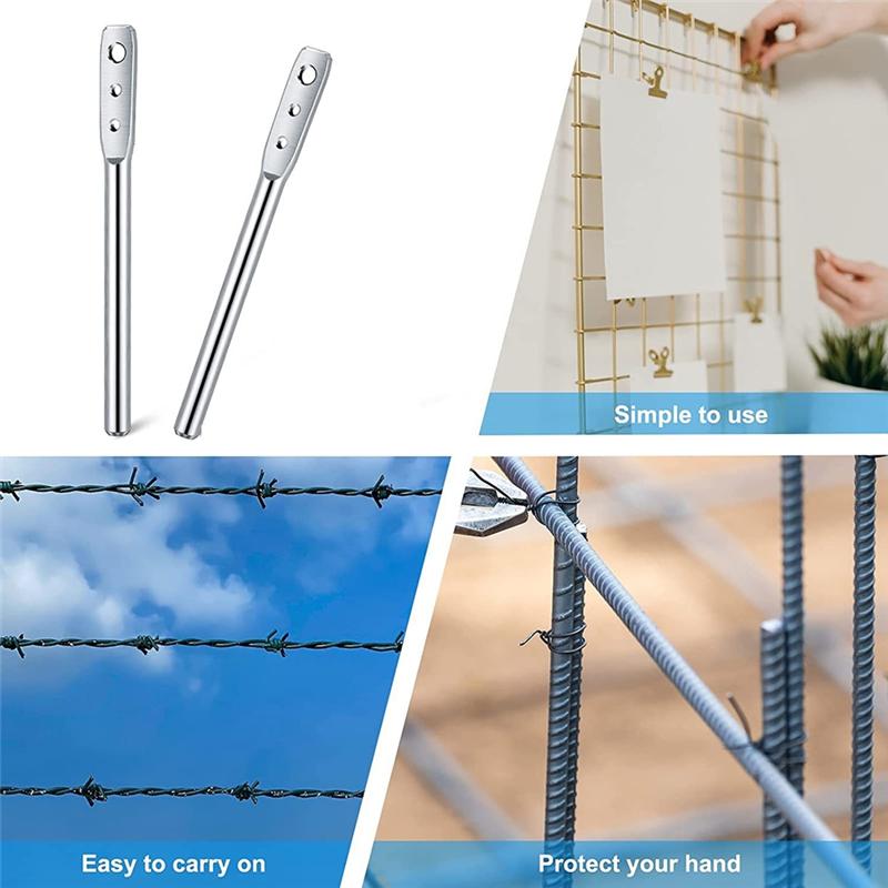 A03F-2PCS High-Tensile Wire Tool 4 Hole Wire Twister For Fixing Fence Wire And Wire Clip Fence Installation Tool серебряный