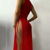 Women's Three-Piece Mesh Cover-Up Set Bikini with Padded Bra Wireless Swimsuit Sheer Maxi Dress Side Tie Beachwear
