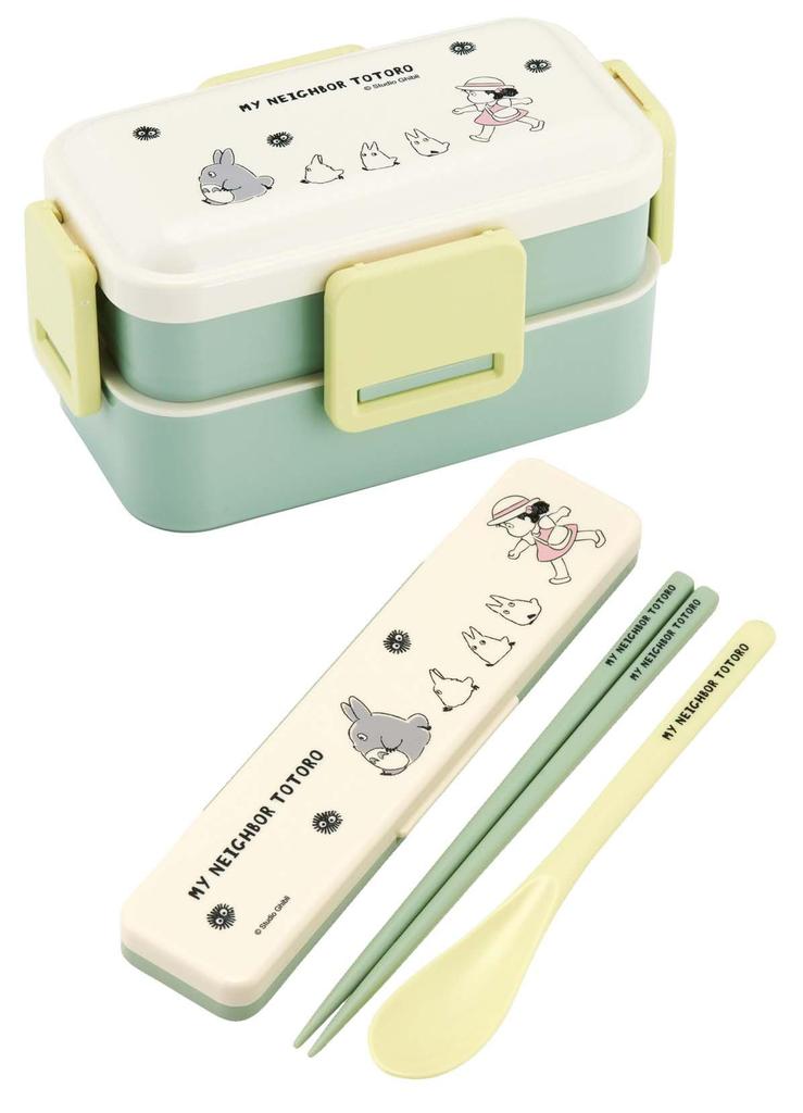 Skater Bento Box, 2-Tier, 600ml, for Women, Made in Japan, with a Soft Dome-Shaped Lid, Dishwasher and Microwave Safe, Ghibli, My Neighbor Totoro
