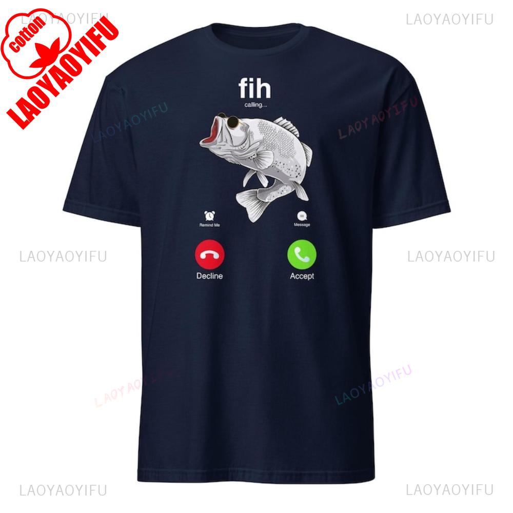 Рыба зовет Глупый Звонок Смешной Мем Графические Футболки Мужчины Женщина Каламбур Хлопковая Рубашка для Рыбаков Звонок Мем Лето 4XL