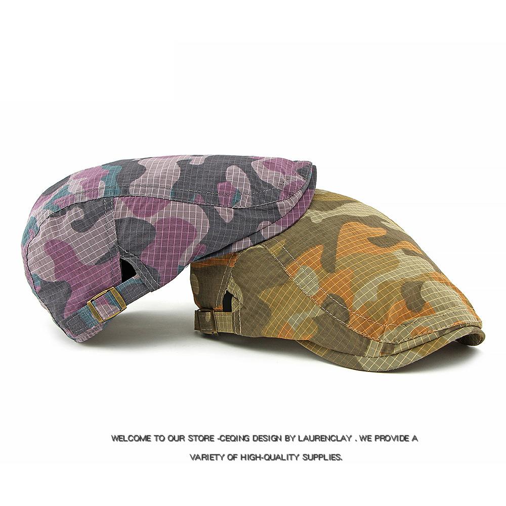 Camouflage Cap Men's Summer Beret British Vintage Sunscreen Quick-Drying Cap Women's Peaked Cap