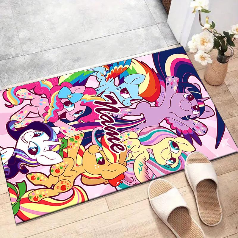 Custom My Little Pony Mat Personalized Name, Polyester Washable Indoor Entryway Rug, Gift for Christmas, Easter, Thanksgiving Day
