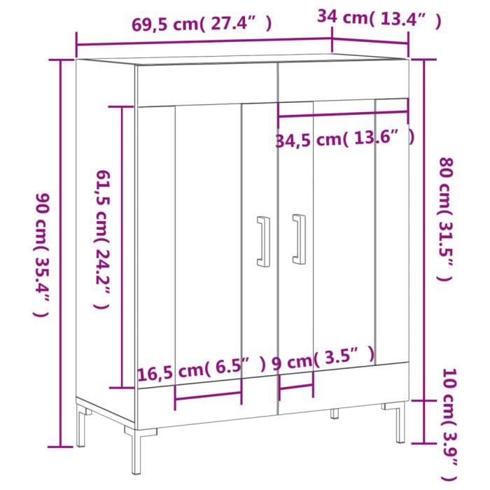 VidaXL Buffet blanc 69,5x34x90 cm bois d'ingénierie 830196