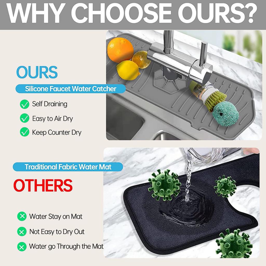 1 pc - Kitchen sink silicone splash proof drain pad