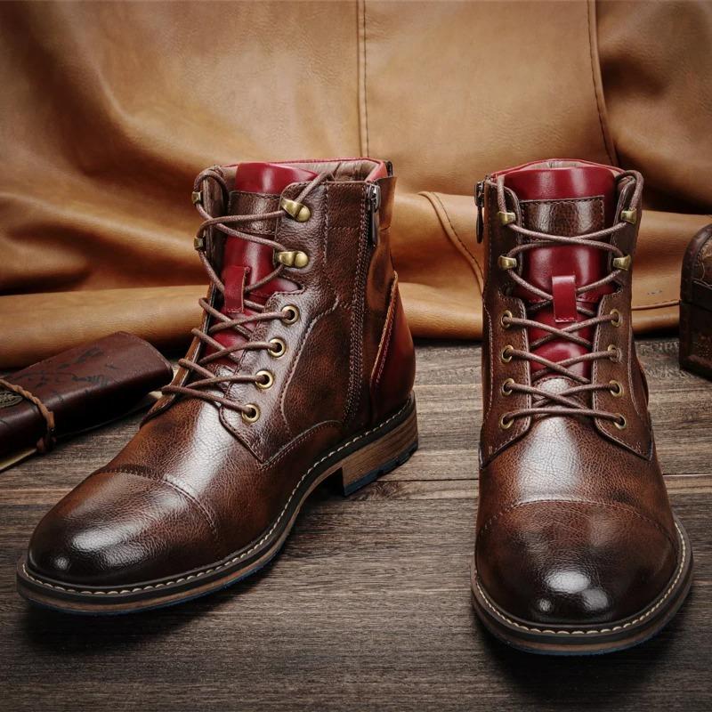 High-end Men Fashion Boots New Arrival Britsh Vintage Leather Boots Shoes Men Autumn Winter Design Mens Ankle Boots Plus Size 49