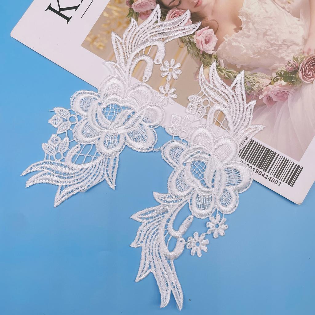 White Hollow Embroidery Flower Accessories Bridal Dress Children'S Princess Dress Hanfu Decorative Lace Clothing Accessories
