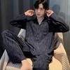 Men's 100% Cotton Pajama Set for Spring & Autumn: Long Sleeve, Long Pants, Versatile Outdoor Wear