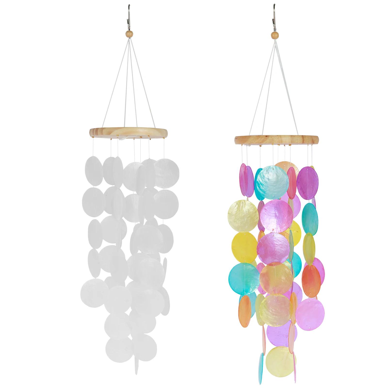 Shell Wind Chimes Handmade Seashell Wind Chimes Hanging Colorful/White Shell Wind Chimes Delicate Outdoor Wind Chimes Waterproof bianco