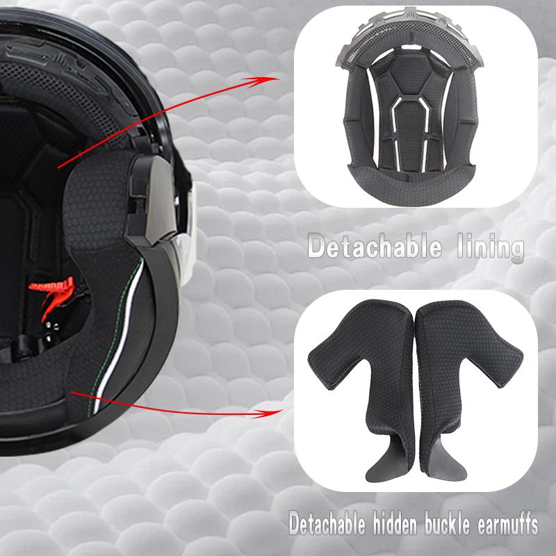 715-Motorcycle Dual Visor Flip-Up Modular Full-Face Helmet Anti-Fog Street Bike Racing Helmet for Women and Men Retro 3/4 Helmet