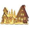 Wooden Nativity Scene with White LED Lighting
