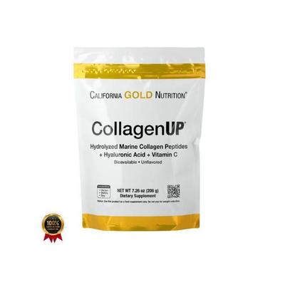 Natürliche Anti-Falten-Pflege - California Gold Nutrition - Marines Kollagen - Hyaluronsäure - 206g - Ohne Farbstoffe