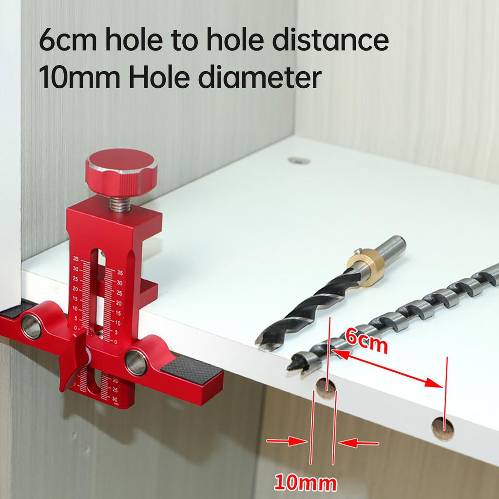 Cabinet Hardware Jig Adjustable Cabinet Door Mounting Tool with Rebounder Hole Punch for Hinge Alignment Aluminum Alloy