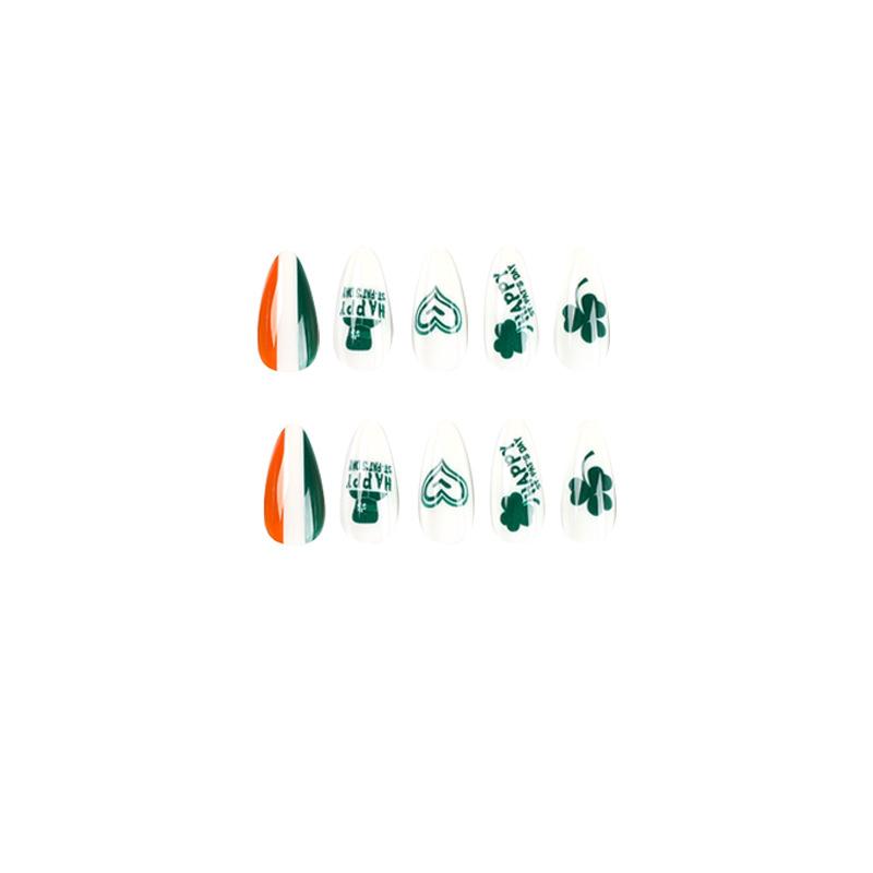 24 Pezzi/Set Unghie Veloci Trifoglio Cuore Cappello Cartone Animato Unghie Finte Adesivo Indossabili Impermeabile Manicure Unghie Finite