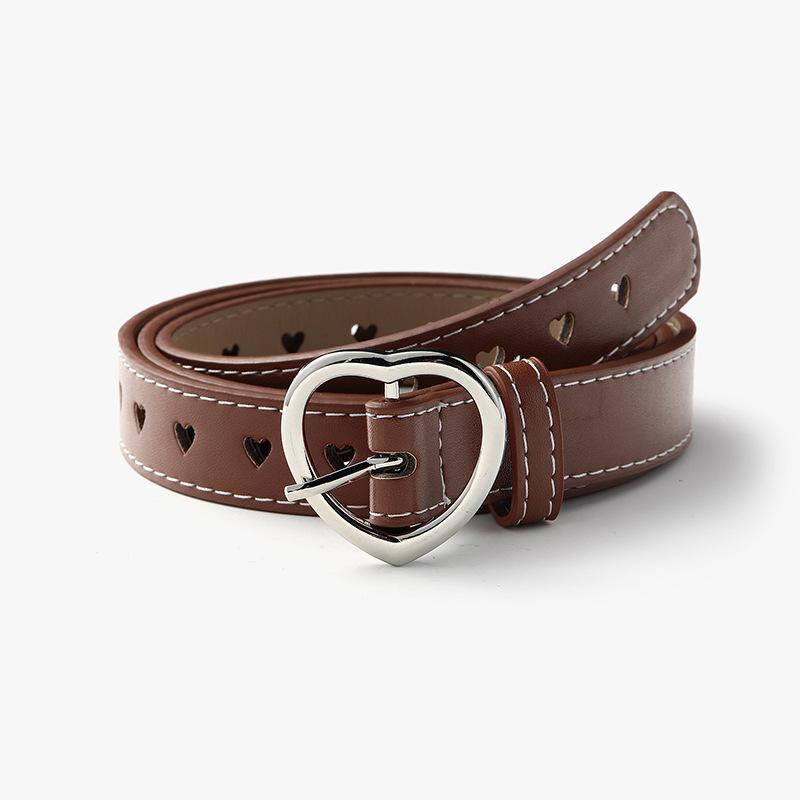 Single Product Love Buckle Belt Women'S Heart Shape Full Hole Hollow Decorative Women'S Belt
